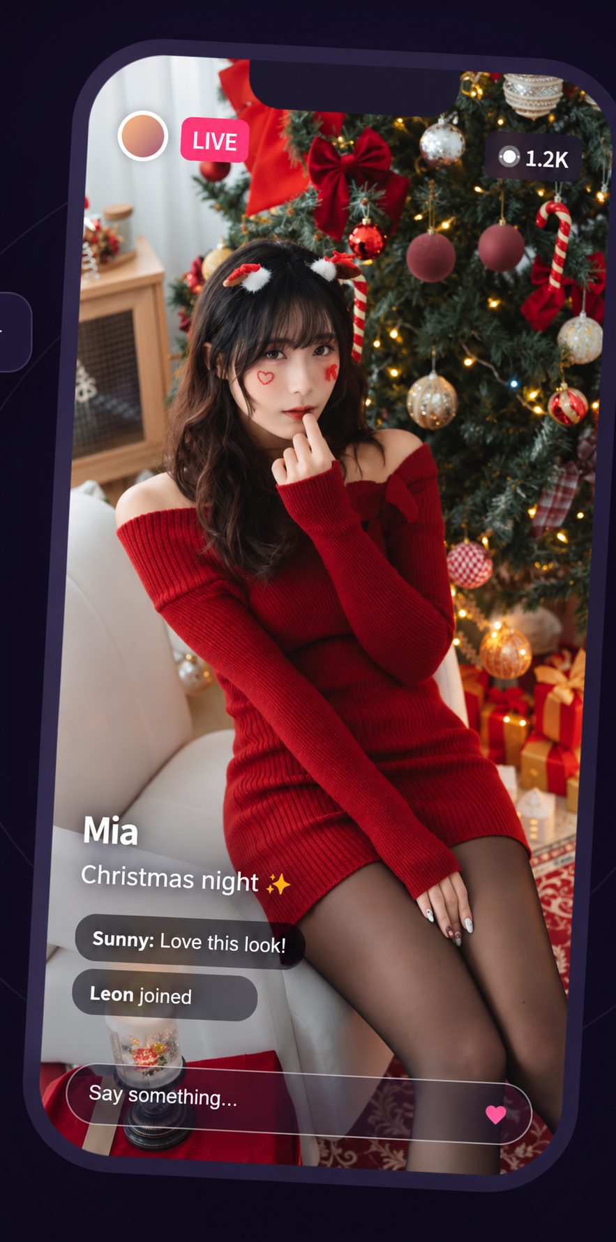 VELORA Christmas livestream preview featuring Mia